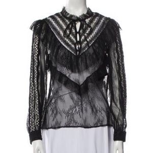 Sandro tie neck long sleeve blouse